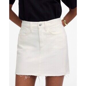 MADEWELL Raw-Hem Mini Skirt 32 Pure White Denim Regular Fit Cotton NWT A4